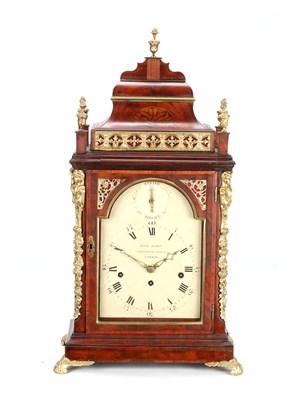 Lot 152 - JOHN SCOTT, LONDON. A GEORGE III ORMOLU MOUNTED FIGURED MAHOGANY QUARTER STRIKING BRACKET CLOCK
