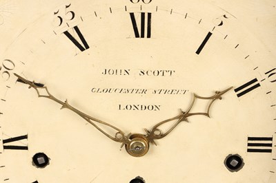 Lot 152 - JOHN SCOTT, LONDON. A GEORGE III ORMOLU MOUNTED FIGURED MAHOGANY QUARTER STRIKING BRACKET CLOCK