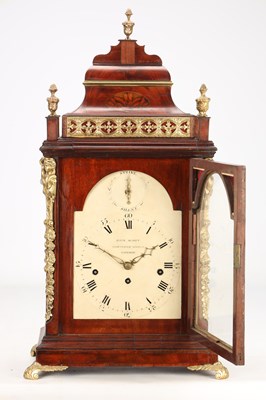 Lot 152 - JOHN SCOTT, LONDON. A GEORGE III ORMOLU MOUNTED FIGURED MAHOGANY QUARTER STRIKING BRACKET CLOCK