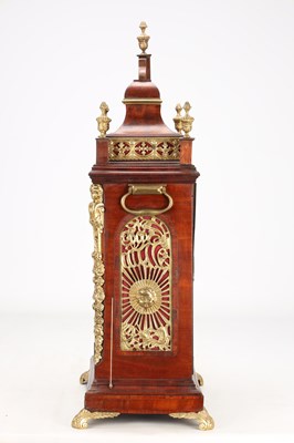 Lot 152 - JOHN SCOTT, LONDON. A GEORGE III ORMOLU MOUNTED FIGURED MAHOGANY QUARTER STRIKING BRACKET CLOCK