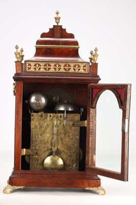 Lot 152 - JOHN SCOTT, LONDON. A GEORGE III ORMOLU MOUNTED FIGURED MAHOGANY QUARTER STRIKING BRACKET CLOCK