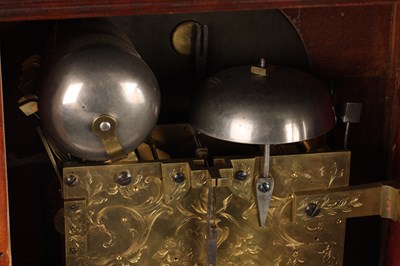 Lot 152 - JOHN SCOTT, LONDON. A GEORGE III ORMOLU MOUNTED FIGURED MAHOGANY QUARTER STRIKING BRACKET CLOCK
