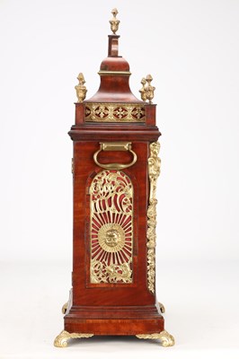 Lot 152 - JOHN SCOTT, LONDON. A GEORGE III ORMOLU MOUNTED FIGURED MAHOGANY QUARTER STRIKING BRACKET CLOCK