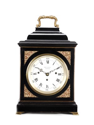 Lot 90 - JOHN DEVIS, LONDON. A GEORGE III EBONISED QUARTER CHIMING VERGE BRACKET CLOCK