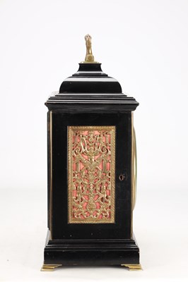 Lot 90 - JOHN DEVIS, LONDON. A GEORGE III EBONISED QUARTER CHIMING VERGE BRACKET CLOCK
