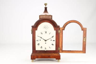 Lot 25 - RECORDON, LONDON. A GEORGE III FIGURED MAHOGANY QUARTER-CHIMING BRACKET CLOCK