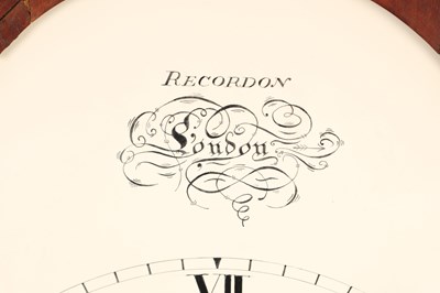 Lot 25 - RECORDON, LONDON. A GEORGE III FIGURED MAHOGANY QUARTER-CHIMING BRACKET CLOCK