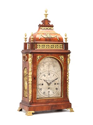 Lot 36 - WILLIAM VALE, LONDON. A GEORGE III ORMOLU MOUNTED MAHOGANY QUARTER CHIMING BRACKET CLOCK