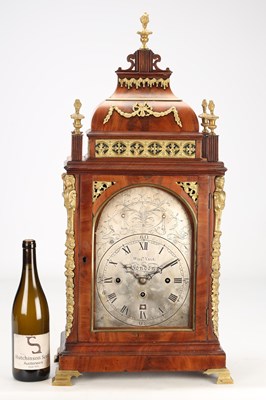 Lot 36 - WILLIAM VALE, LONDON. A GEORGE III ORMOLU MOUNTED MAHOGANY QUARTER CHIMING BRACKET CLOCK