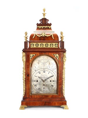 Lot 36 - WILLIAM VALE, LONDON. A GEORGE III ORMOLU MOUNTED MAHOGANY QUARTER CHIMING BRACKET CLOCK