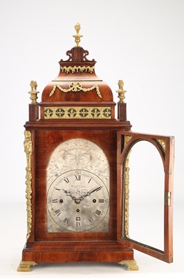 Lot 36 - WILLIAM VALE, LONDON. A GEORGE III ORMOLU MOUNTED MAHOGANY QUARTER CHIMING BRACKET CLOCK