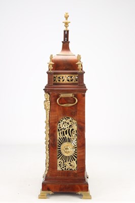 Lot 36 - WILLIAM VALE, LONDON. A GEORGE III ORMOLU MOUNTED MAHOGANY QUARTER CHIMING BRACKET CLOCK