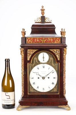 Lot 68 - BROCKBANKS, LONDON. A GEORGE III ORMOLU MOUNTED MAHOGANY VERGE BRACKET CLOCK