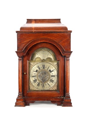 Lot 196 - THOMAS ATKINSON, ORMSKIRK. A GEORGE III MAHOGANY BRACKET CLOCK WITH MOONPHASE