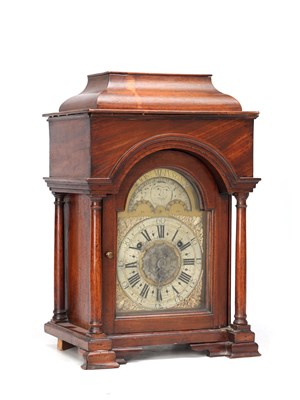 Lot 196 - THOMAS ATKINSON, ORMSKIRK. A GEORGE III MAHOGANY BRACKET CLOCK WITH MOONPHASE