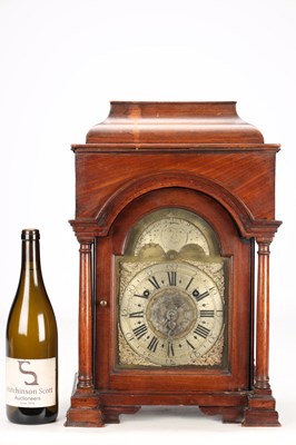Lot 196 - THOMAS ATKINSON, ORMSKIRK. A GEORGE III MAHOGANY BRACKET CLOCK WITH MOONPHASE
