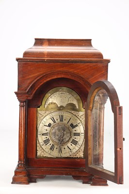 Lot 196 - THOMAS ATKINSON, ORMSKIRK. A GEORGE III MAHOGANY BRACKET CLOCK WITH MOONPHASE