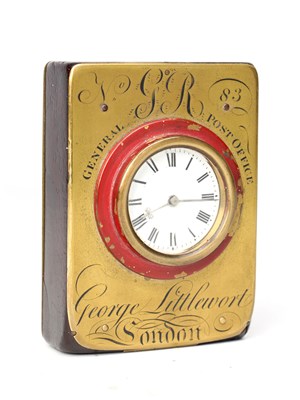 Lot 66 - GEORGE LITTLEWORT, LONDON. AN EXCEPTIONALLY RARE EARLY 19TH CENTURY GENERAL POST OFFICE MAIL GUARD'S TRAVELLING CLOCK