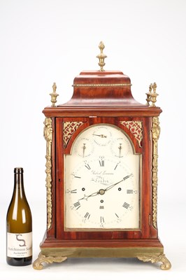 Lot 71 - ROBERT LEUMAS, LONDON. A GEORGE III ORMOLU MOUNTED MAHOGANY MUSICAL BRACKET CLOCK