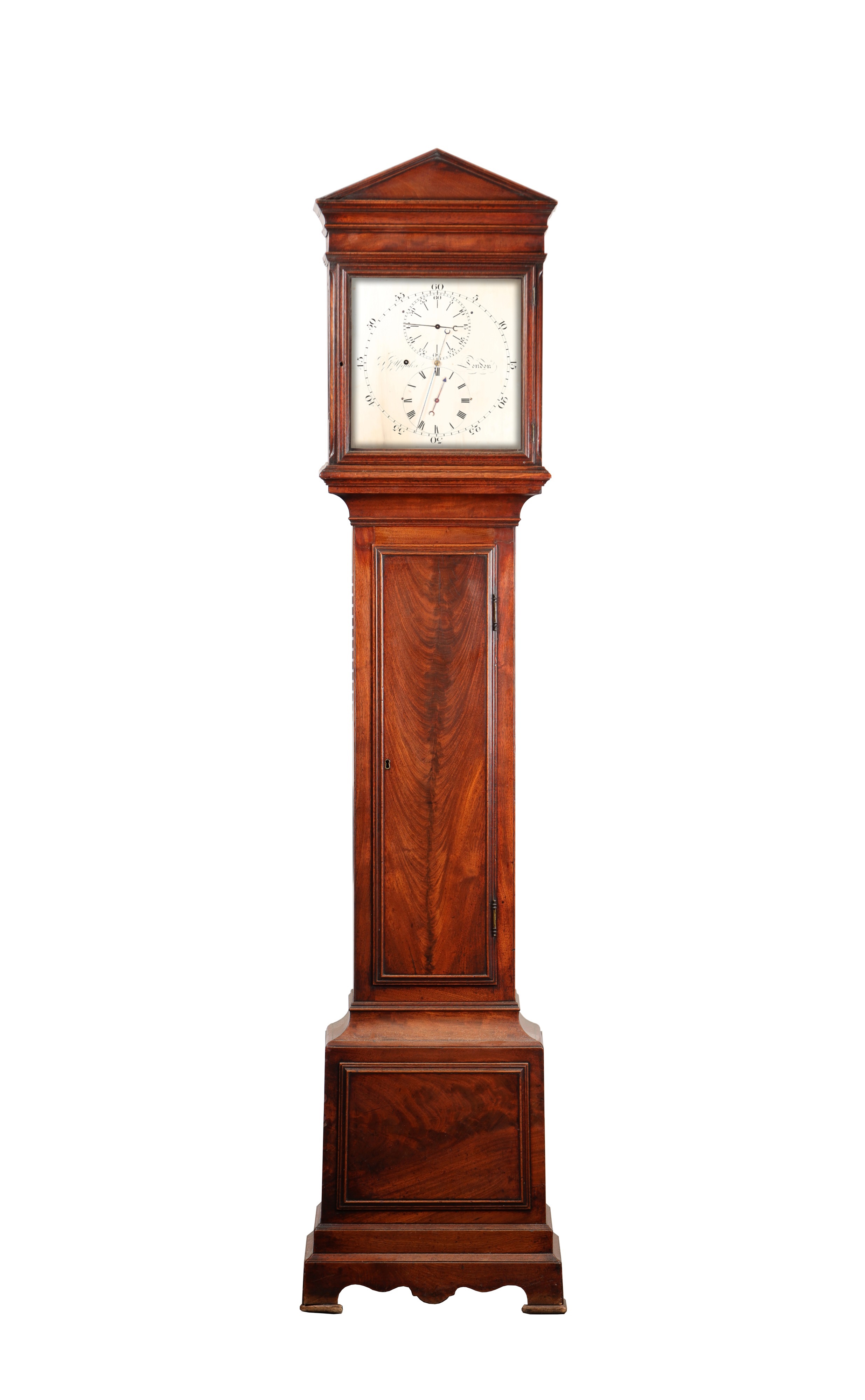 Lot 141 T J Upjohn George III mahogany regulator longcase clock