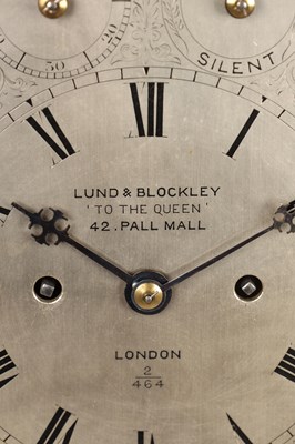 Lot 2 - LUND AND BLOCKLEY, LONDON. A LATE 19TH CENTURY ORMOLU MOUNTED EBONISED DOUBLE FUSEE BRACKET CLOCK