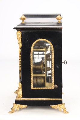 Lot 2 - LUND AND BLOCKLEY, LONDON. A LATE 19TH CENTURY ORMOLU MOUNTED EBONISED DOUBLE FUSEE BRACKET CLOCK
