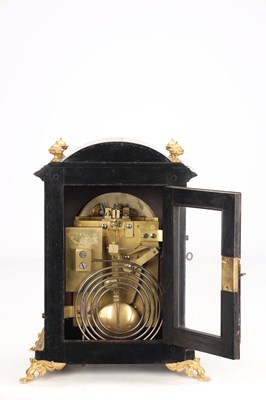 Lot 2 - LUND AND BLOCKLEY, LONDON. A LATE 19TH CENTURY ORMOLU MOUNTED EBONISED DOUBLE FUSEE BRACKET CLOCK