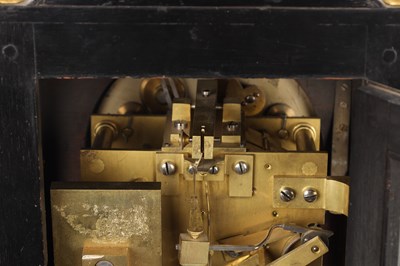 Lot 2 - LUND AND BLOCKLEY, LONDON. A LATE 19TH CENTURY ORMOLU MOUNTED EBONISED DOUBLE FUSEE BRACKET CLOCK