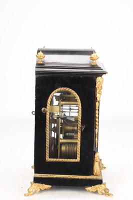 Lot 2 - LUND AND BLOCKLEY, LONDON. A LATE 19TH CENTURY ORMOLU MOUNTED EBONISED DOUBLE FUSEE BRACKET CLOCK