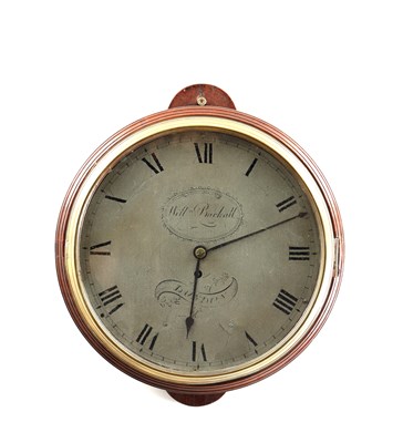 Lot WILLIAM BUCKALL, LONDON A GEORGE III MAHOGANY SALT BOX FUSEE WALL CLOCK