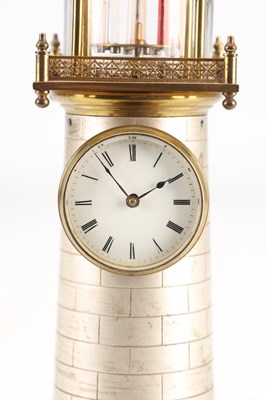 Lot 118 - GUILMET, PARIS. A LATE 19TH CENTURY BRASS AND SILVERED METAL AUTOMATON LIGHTHOUSE MANTEL CLOCK
