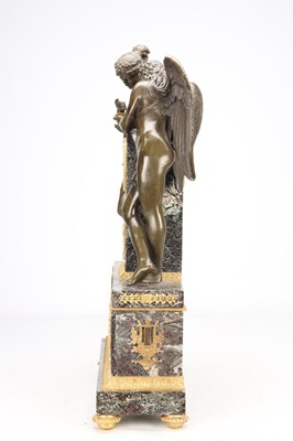 Lot 64 - A LARGE 19TH CENTURY FRENCH PATINATED AND GILT BRONZE AND MARBLE FIGURAL MANTEL CLOCK