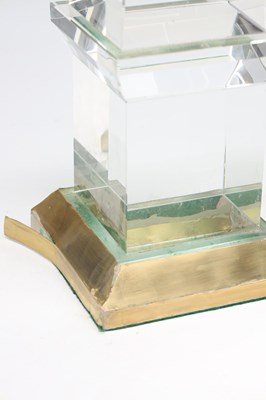 Lot A PAIR OF GLASS OBELISKS