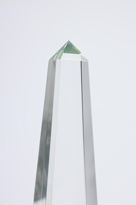 Lot A PAIR OF GLASS OBELISKS