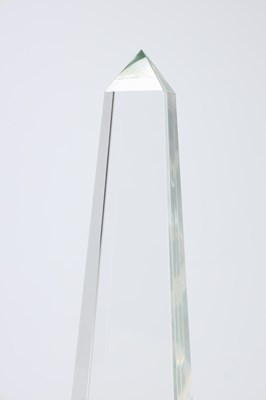 Lot A PAIR OF GLASS OBELISKS