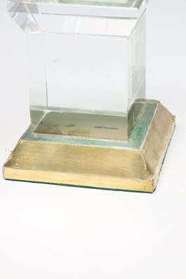 Lot A PAIR OF GLASS OBELISKS