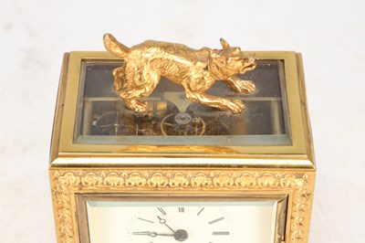 Lot 45 - MOSER, PARIS. AN UNUSUAL LATE 19TH CENTURY FRENCH SQUARE-CASED STRIKING CARRIAGE CLOCK WITH CHAFF-CUTTER ESCAPEMENT
