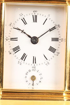 Lot 3 - A SMALL LATE 19TH CENTURY GORGE BRASS CASED REPEATING 8-DAY CARRIAGE CLOCK RETAILED BY TIFFANY & CO PARIS