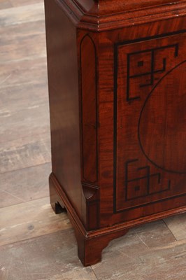 Lot 172 - TAYLOR, PUDSEY (LEEDS). A GEORGE III MAHOGANY INLAID EIGHT-DAY PAINTED DIAL EGYPTIAN STYLE LONGCASE CLOCK