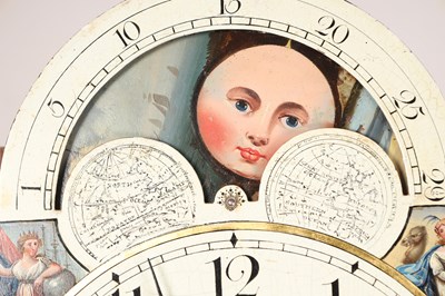 Lot 172 - TAYLOR, PUDSEY (LEEDS). A GEORGE III MAHOGANY INLAID EIGHT-DAY PAINTED DIAL EGYPTIAN STYLE LONGCASE CLOCK
