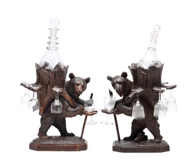 Lot A PAIR OF 19TH CENTURY BLACK FOREST LIQUER CELLARS