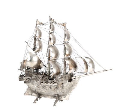 Lot A CIRCA 1890 PORTUGUESE SILVER GALLEON