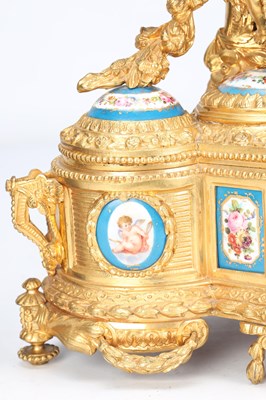 Lot 83 - LEROY & FILS, PARIS. A LATE 19TH CENTURY GILT BRONZE AND SEVRES PORCELAIN MUSICAL MANTEL CLOCK