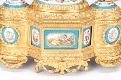 Lot 83 - LEROY & FILS, PARIS. A LATE 19TH CENTURY GILT BRONZE AND SEVRES PORCELAIN MUSICAL MANTEL CLOCK