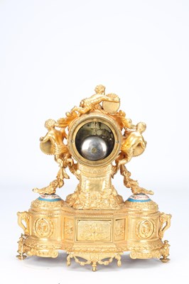 Lot 83 - LEROY & FILS, PARIS. A LATE 19TH CENTURY GILT BRONZE AND SEVRES PORCELAIN MUSICAL MANTEL CLOCK