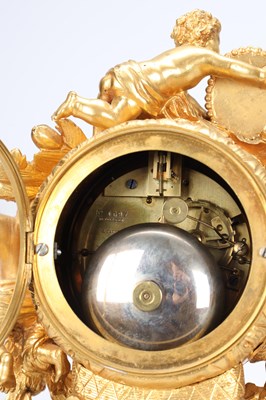 Lot 83 - LEROY & FILS, PARIS. A LATE 19TH CENTURY GILT BRONZE AND SEVRES PORCELAIN MUSICAL MANTEL CLOCK
