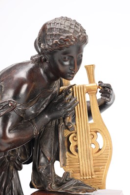 Lot 9 - A 19TH CENTURY FRENCH MARBLE AND BRONZE FIGURAL 8-DAY MANTEL CLOCK