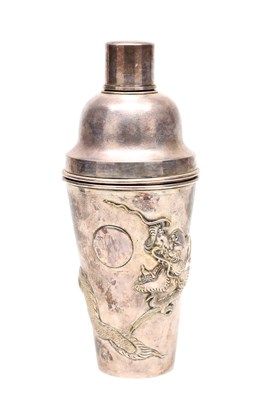 Lot A CHINESE SILVER-PLATED COCKTAIL SHAKER