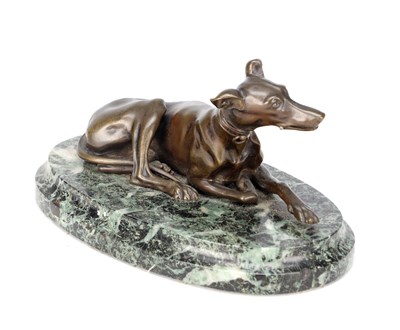 Lot A 20TH CENTURY BRONZE GREYHOUND CARD HOLDER