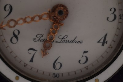 Lot 143 - A FINE ART DECO CARTIER MINUTE REPEATING SILVER AND GUILLOCHE ENAMEL DESK CLOCK